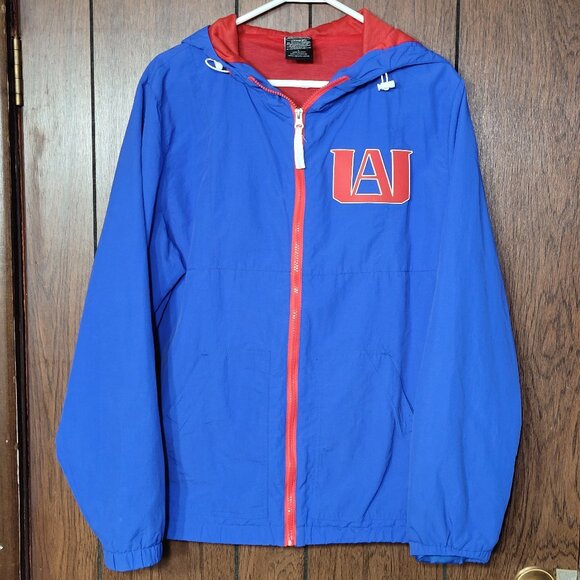 MY HERO ACADEMIA UA High ANORAK Unisex JACKET Large -Blue red lined windbreaker - Picture 3 of 13